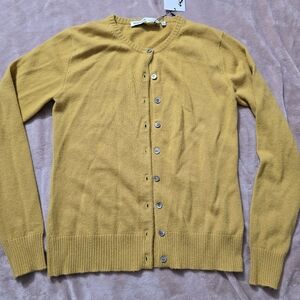 Black Goat Mustard Yellow Button-Up Cardigan Cashmere Size Small